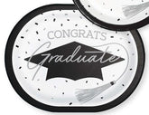 Congrats Graduate School Spirit White Oval 12" paper plates 8 per package
